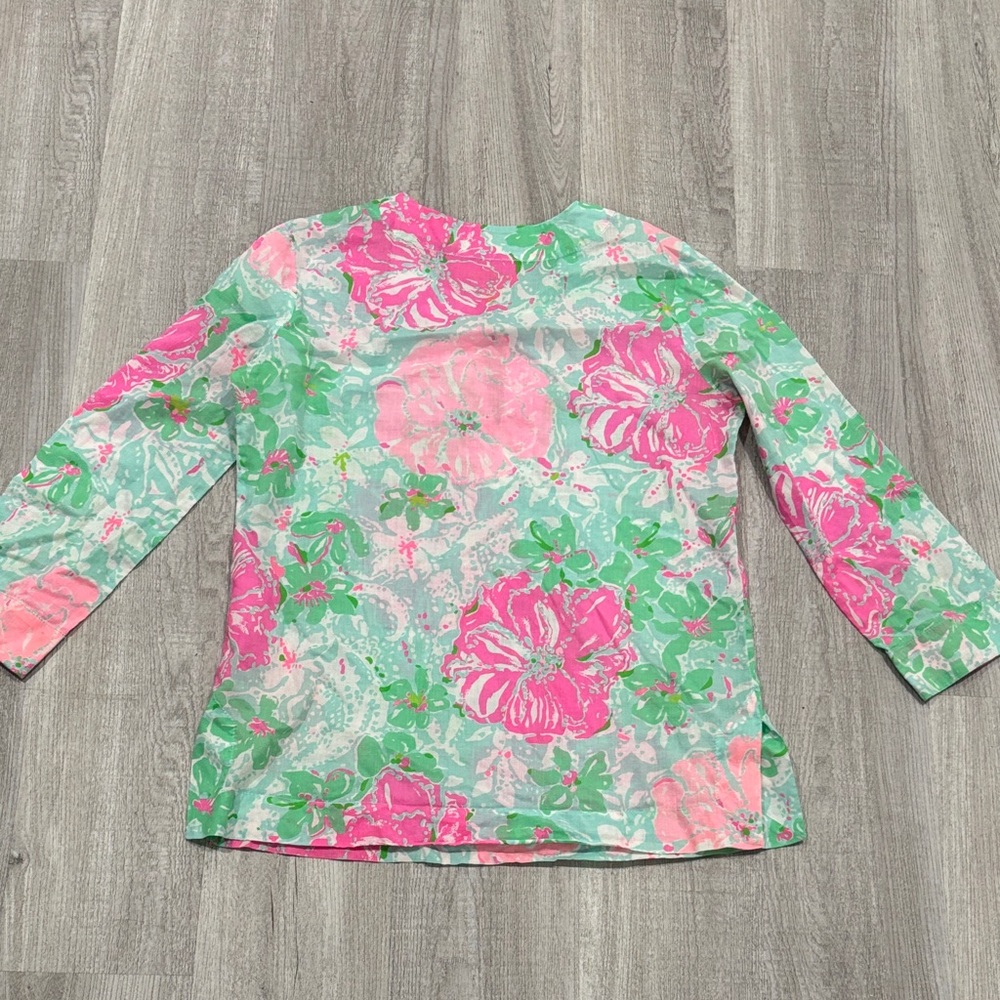Lilly Pulitzer Pink and Green Floral Tunic